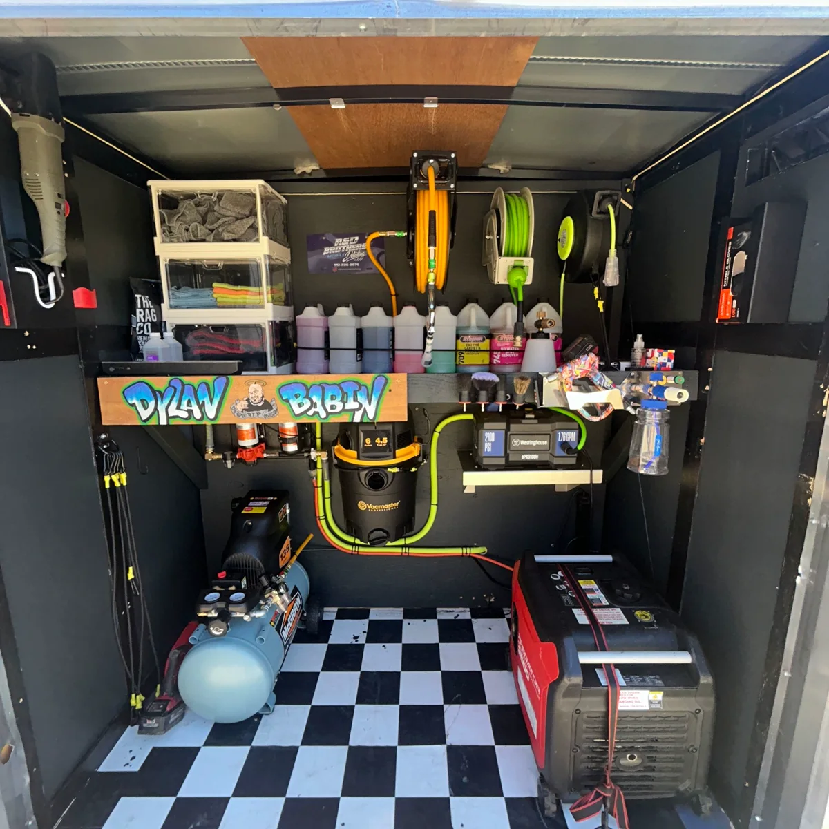 Inside the R&D Brothers mobile detailing trailer